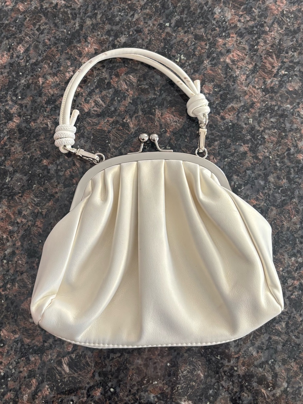 Elegant Cream Pleated Top-Handle Bag